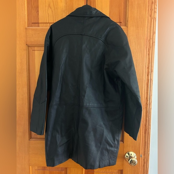 Vintage Black Leather Long Jacket - Picture 3 of 10